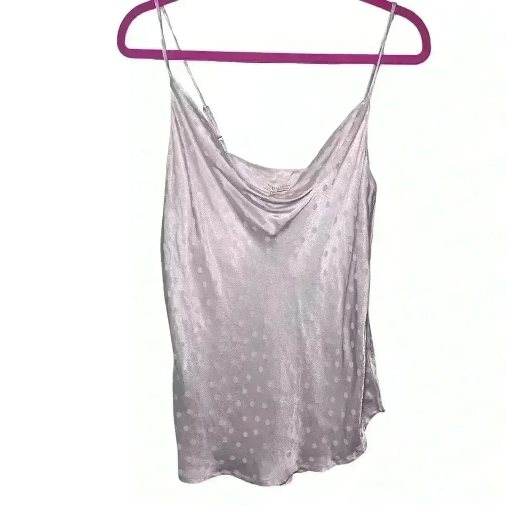 NWT Lovestitch Polka Dot Tank Camisole cowl neck Size Medium Slinky Cream